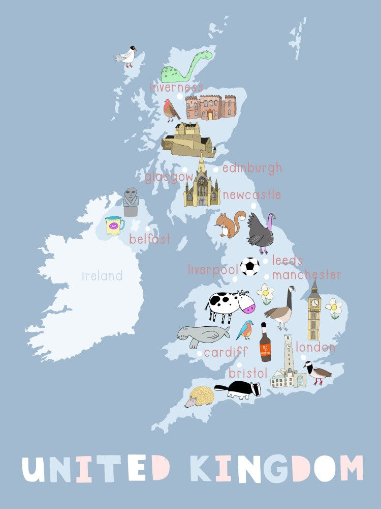 Illustrated Map of the United Kingdom by Carla Daly
