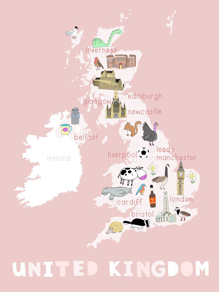Illustrated Map of the United Kingdom by Carla Daly