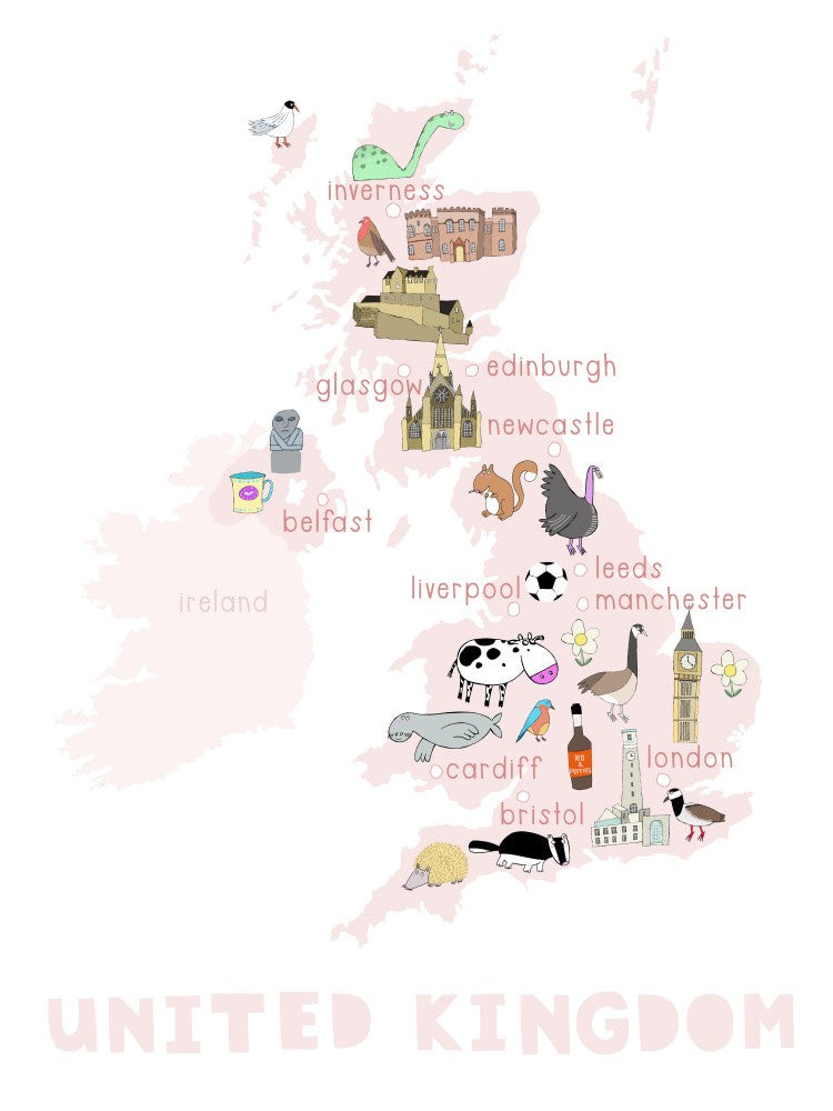 Illustrated Map of the United Kingdom by Carla Daly