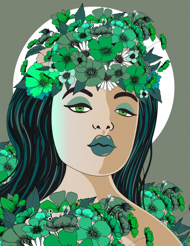 Woman Crown Of Flowers