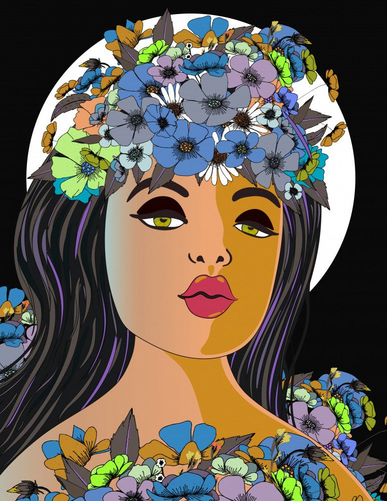 Woman Crown Of Flowers