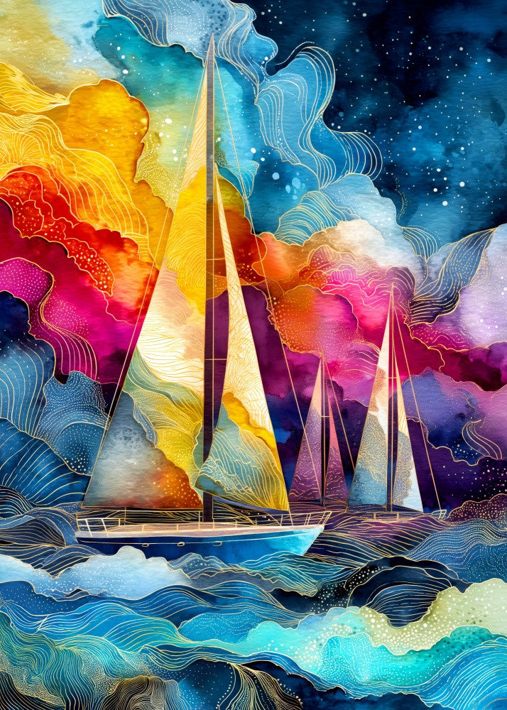 Nautica Sea Art Watercolor Ships (3)