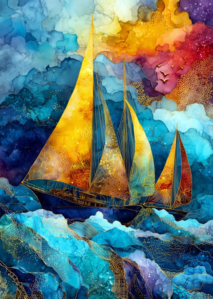 Nautica Sea Art Watercolor Ships (5)