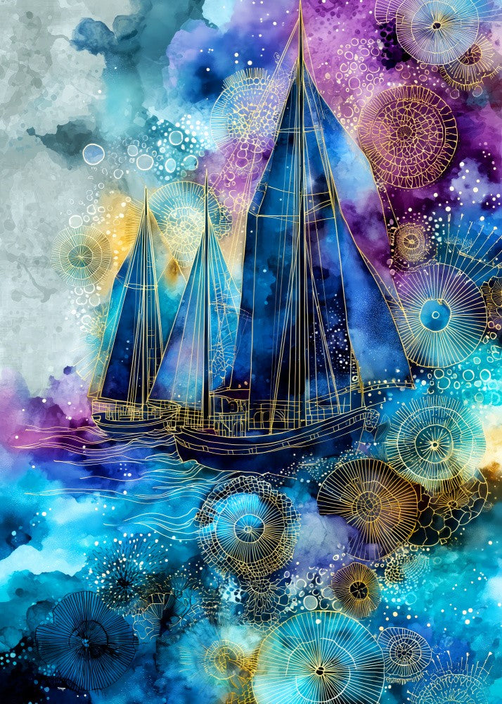 Nautica Sea Art Watercolor Ship (7)
