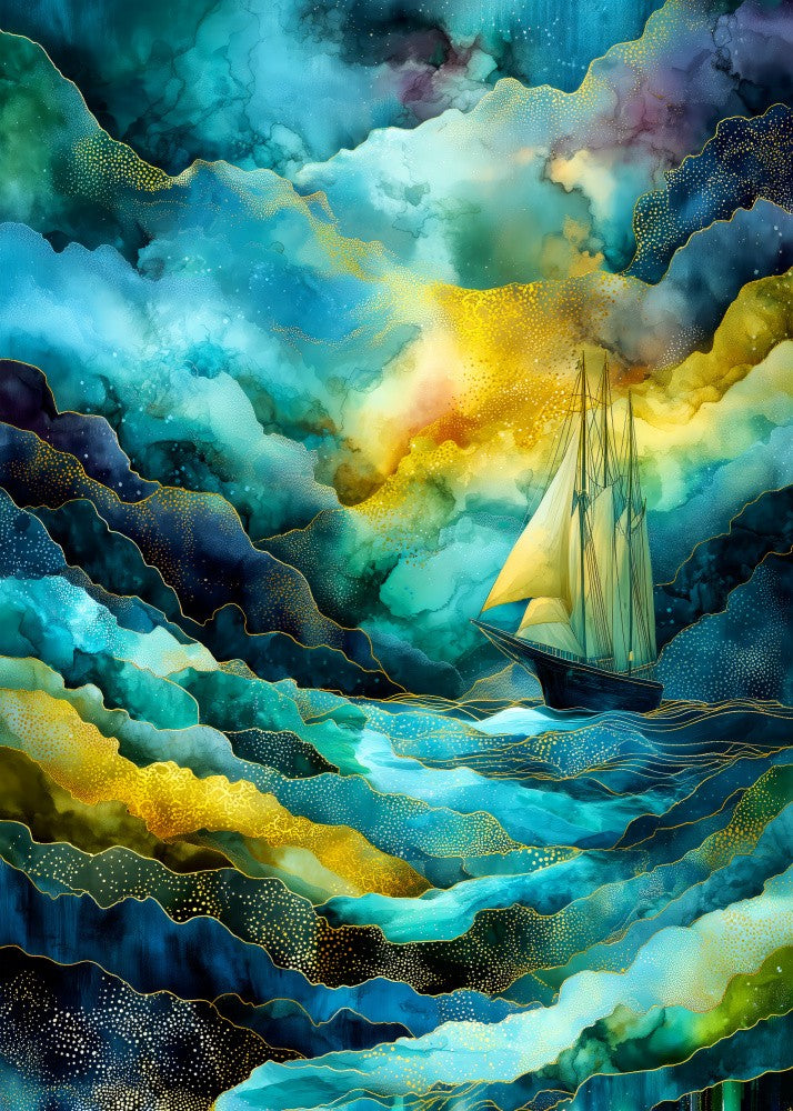 Nautica Sea Art Watercolor Ship (12)