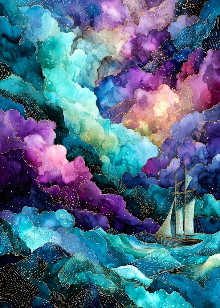 Nautica Sea Art Watercolor Ship (14)