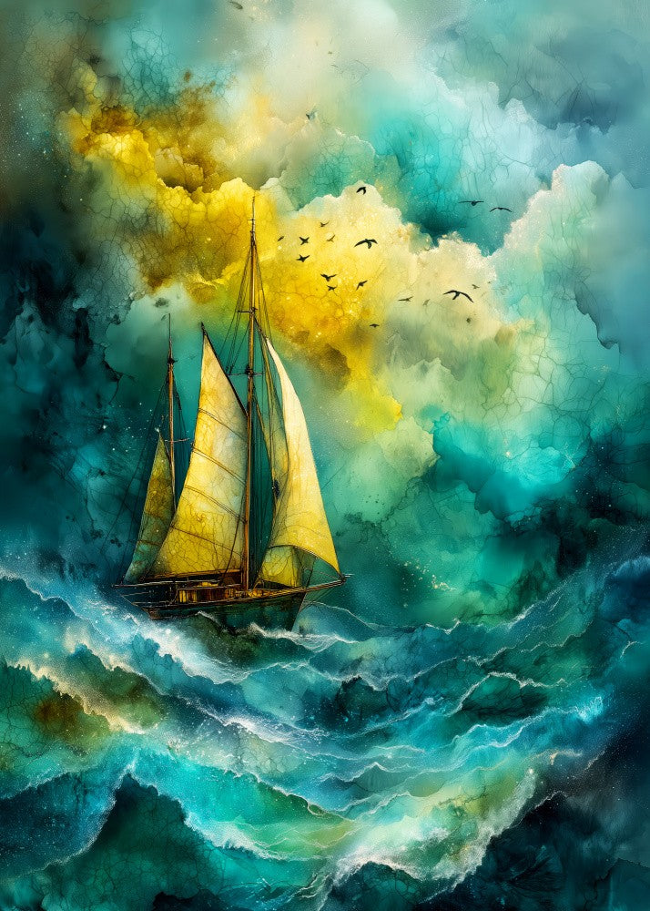 Nautica Sea Art Watercolor Ship (15)