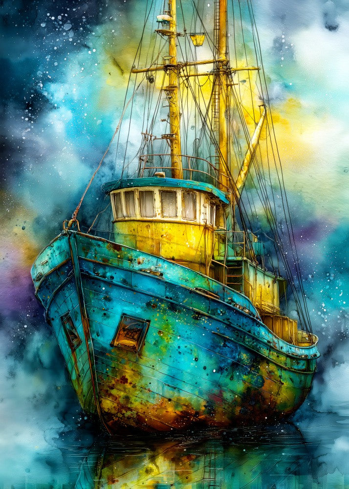 Nautica Sea Art Watercolor Ship (21)