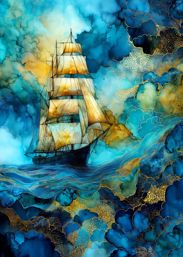 Nautica Sea Art Watercolor Ship (26)