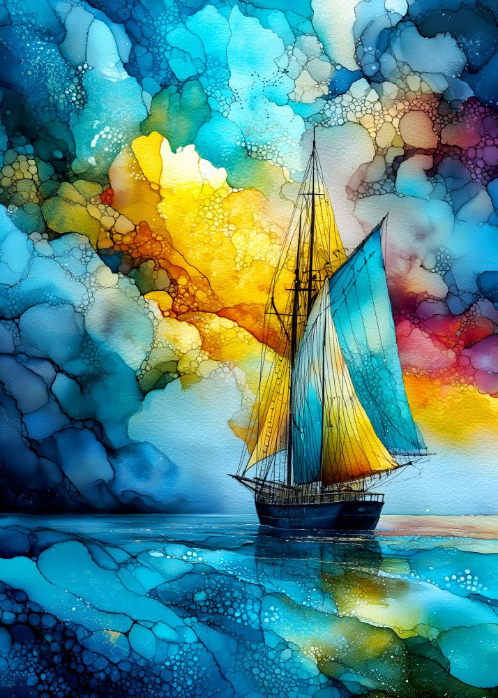 Nautica Sea Art Watercolor Ship (27)