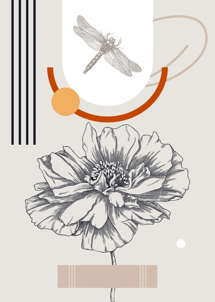 Sommerblumen-Collage im Retro-Stil