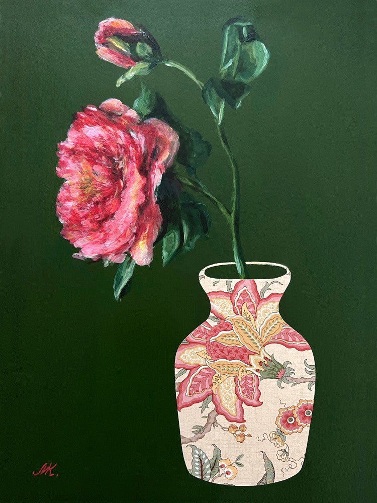 Peony Painting – Vibrant Botanical Art in Decorative Vase for Home, Office or Gift Interior - 012