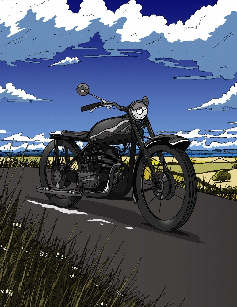 Vintage Motorbike On the Open Road