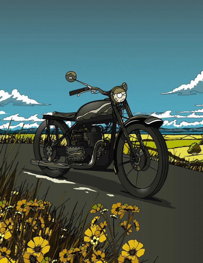 Vintage Motorbike On The Open Road