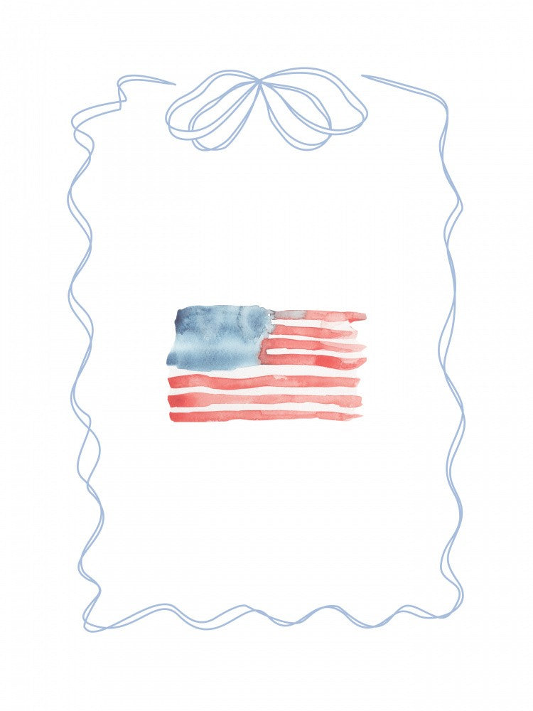 Coastal Coquette Flag Blue Bow Border