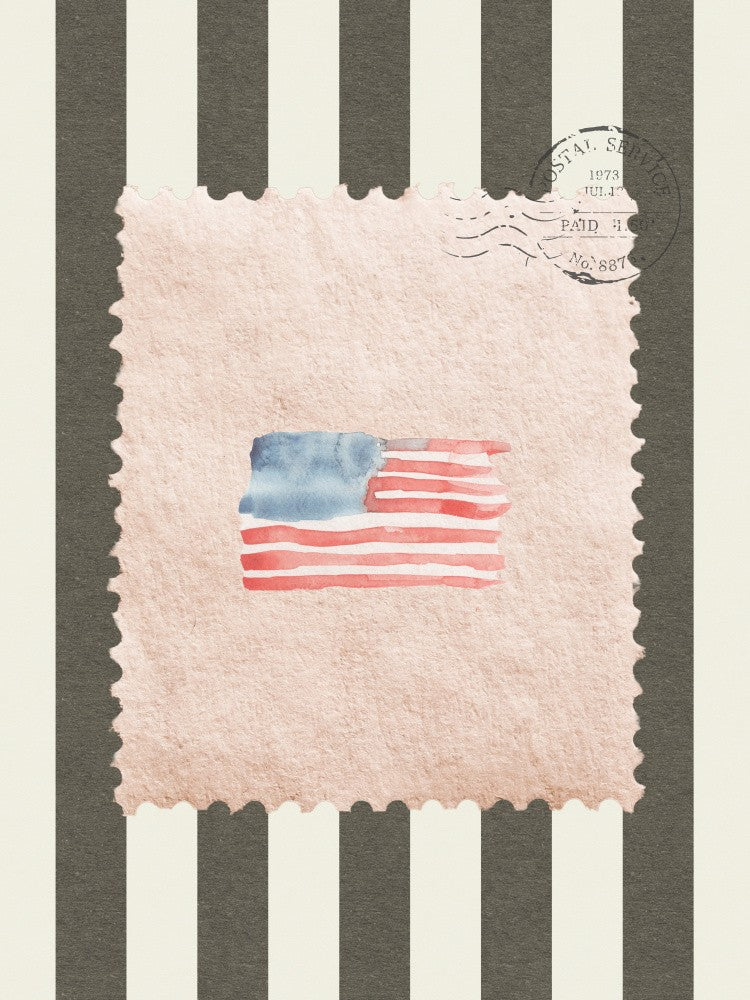 Küstenflagge Vintage Briefmarke auf Schwarzen Streifen