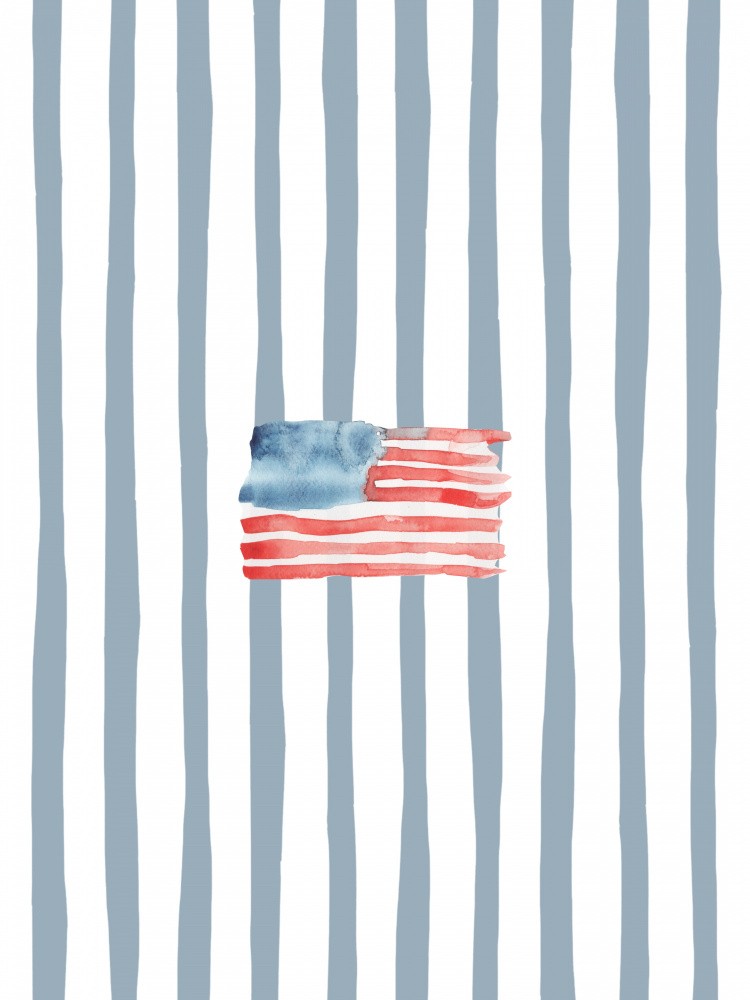 Coastal Flag Blue Watercolor Stripes