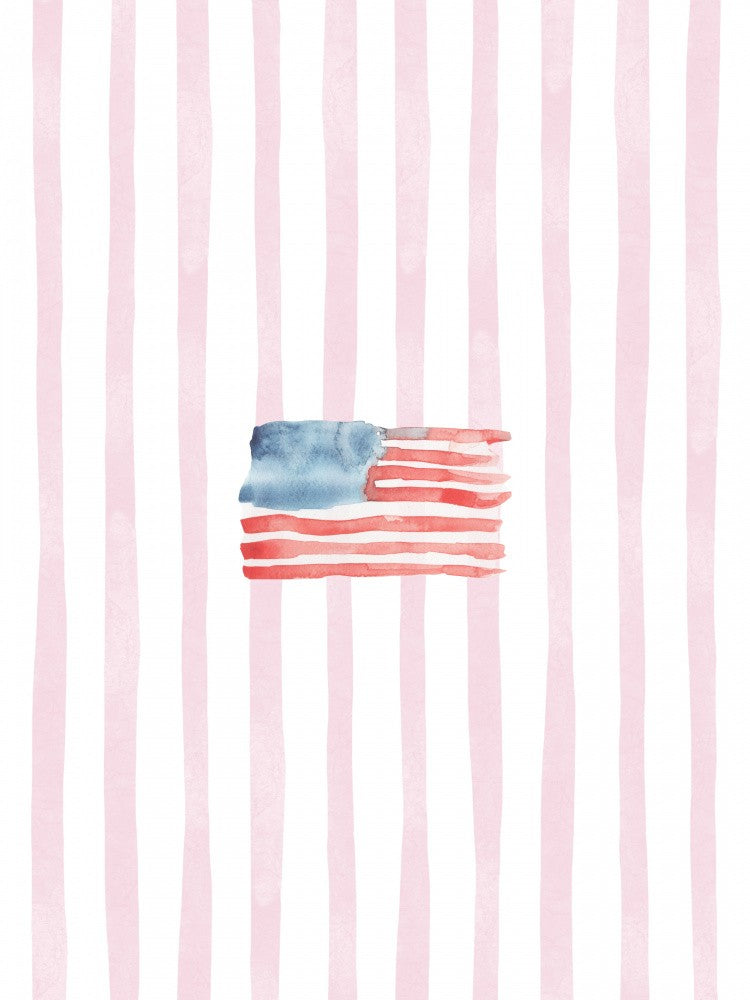 Drapeau Côtier Rayures Aquarelle Roses