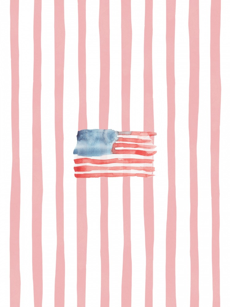 Coastal Flag Red Watercolor Stripes