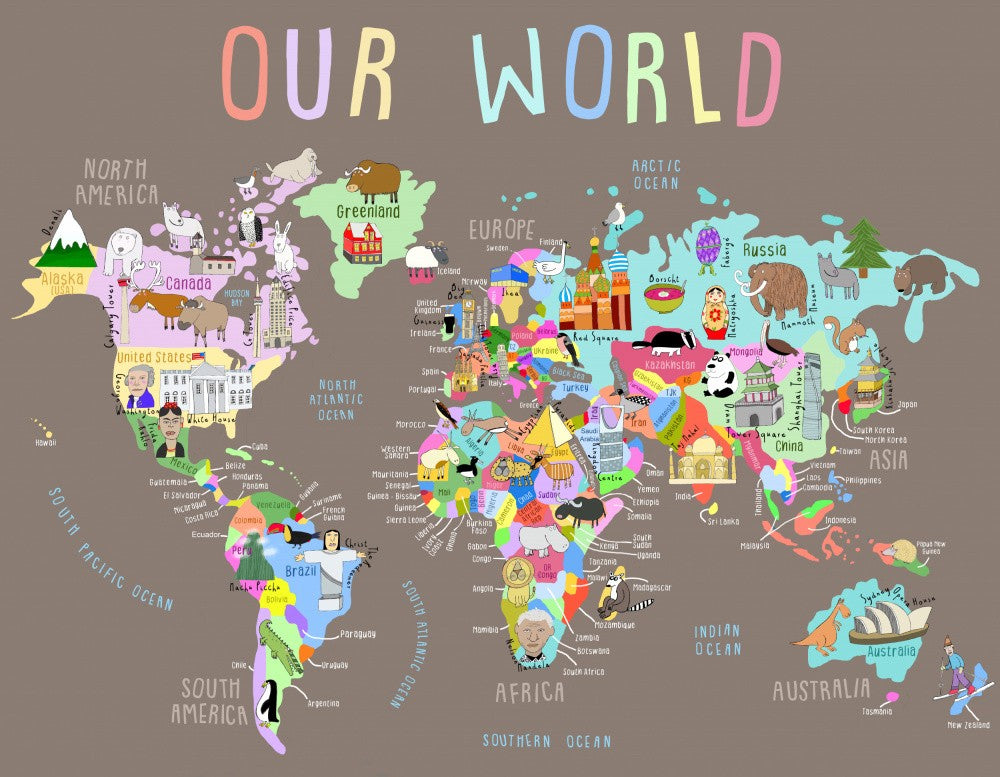 Our World Illustrated World Map for Kids