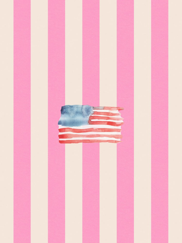 Coastal Flag Vintage Textured Hot Pink Stripes