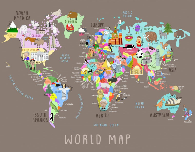 Colorful Illustrated World Map