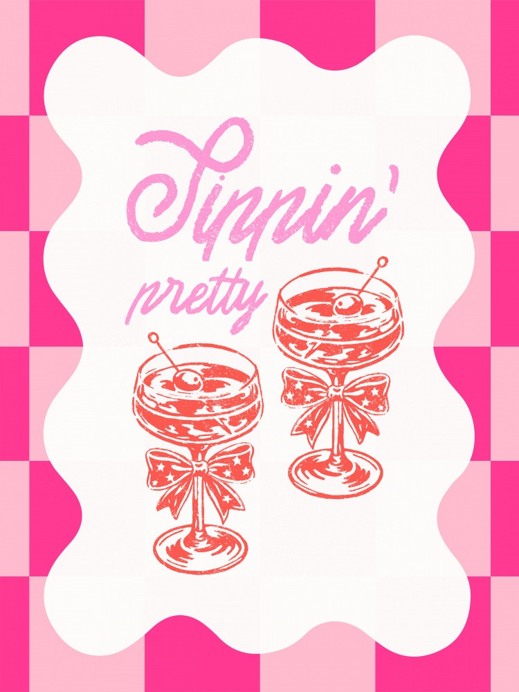 Sippin Pretty sur carreaux roses