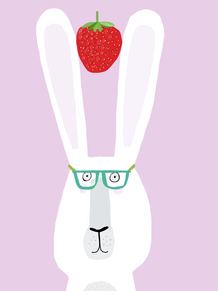 Lustiger Hase mit Erdbeere