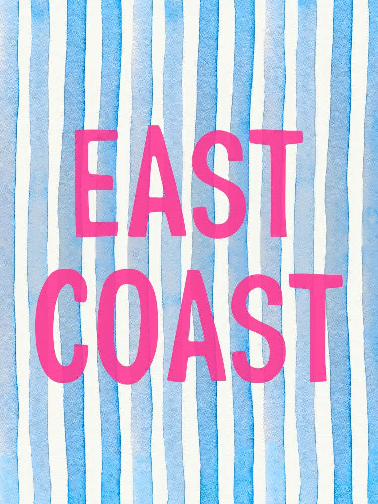 East Coast Pink On Blue Watercolor Stripes
