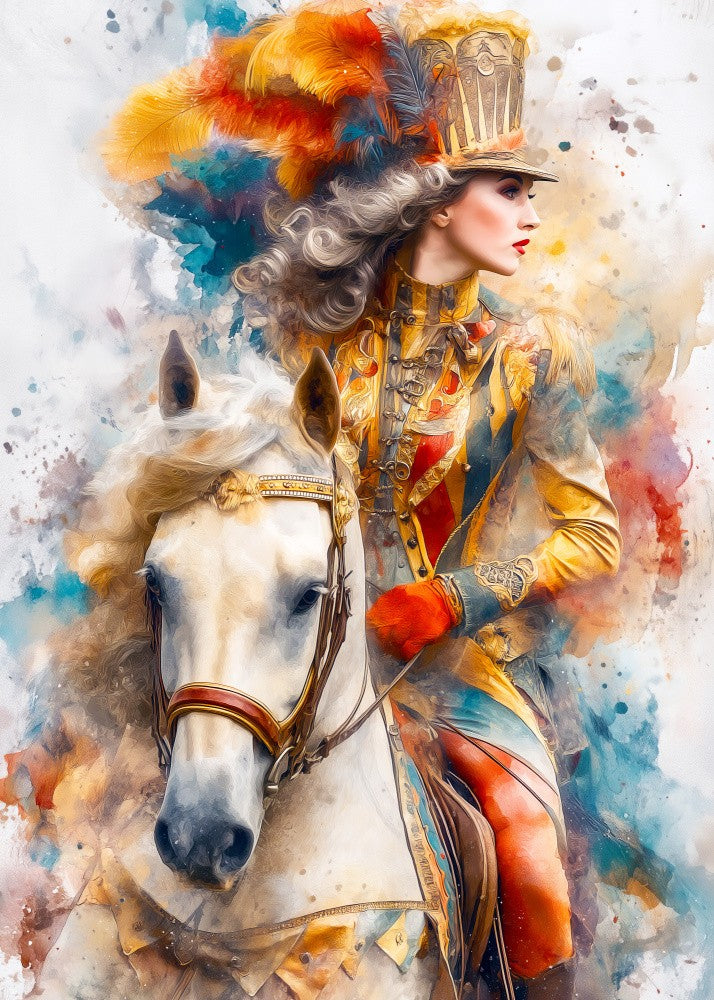 Circus acrobat and horse