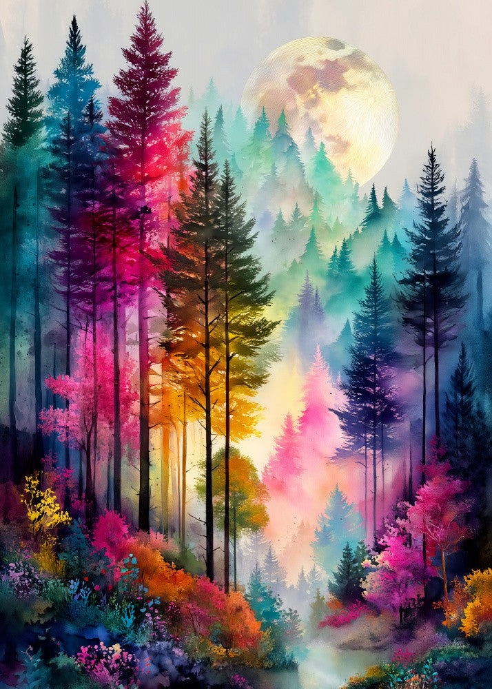 Fairy forest and moon