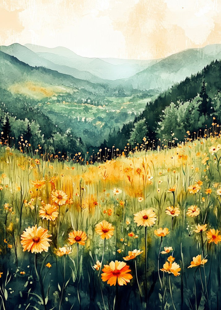 Flowers meadow painting