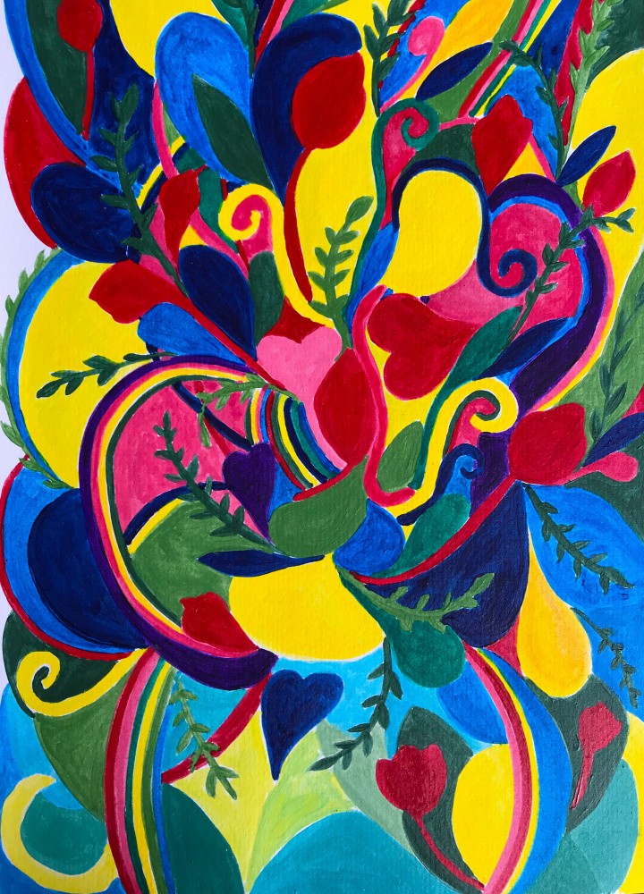 Vibrant Explosion of Colors and Abstract Shapes - Floral Joy