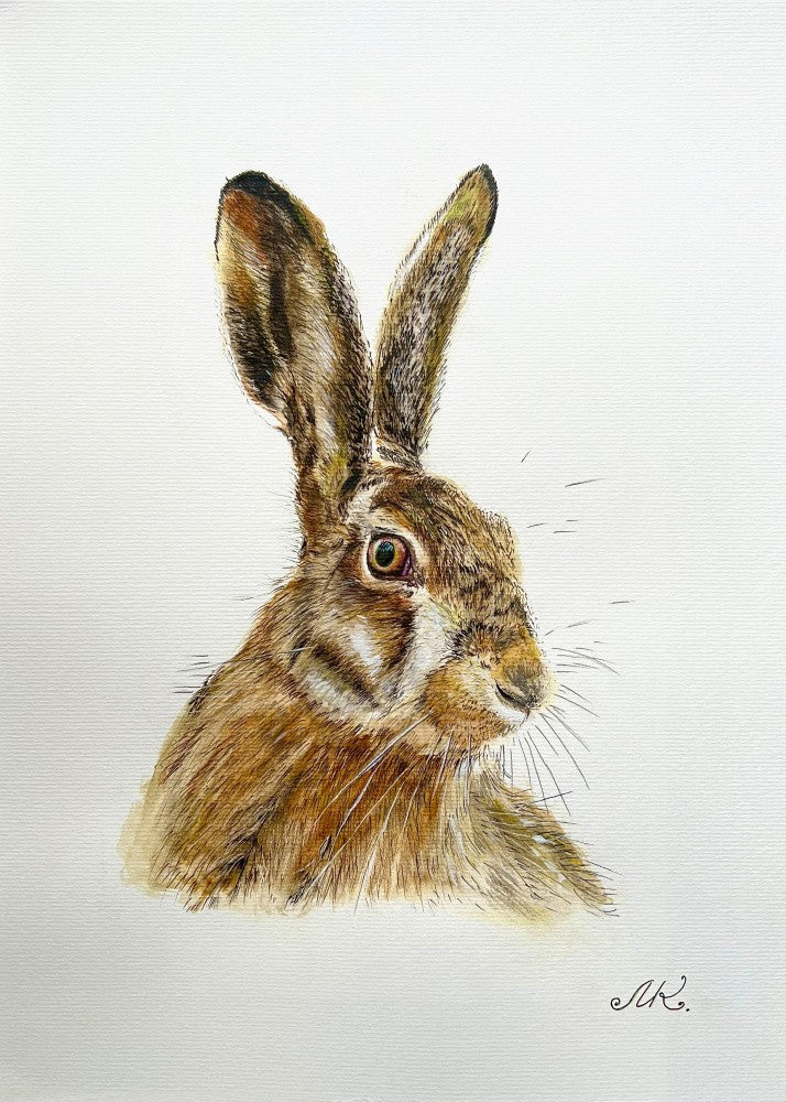 Hare - Realistic Hare Painting – Detailed Wildlife Art for Home, Office or Gift Interior