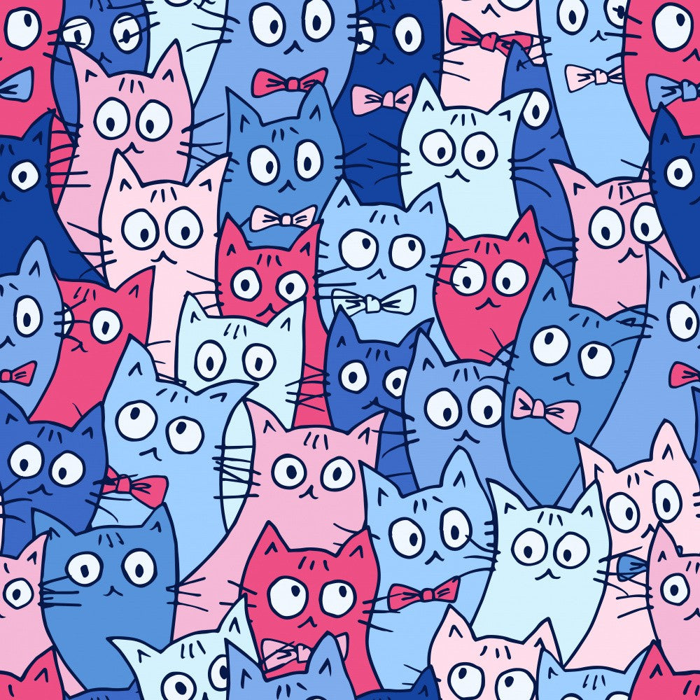 Crazy Cats - Pink and Blue - Pattern