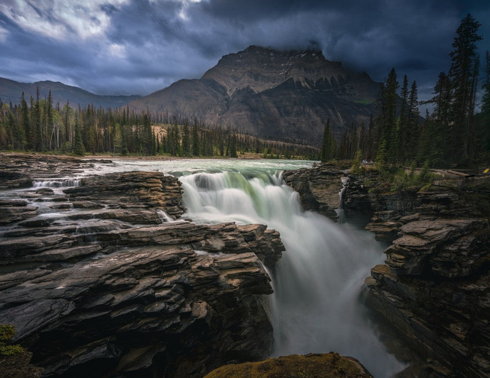 Waterfalls in a cloudy day