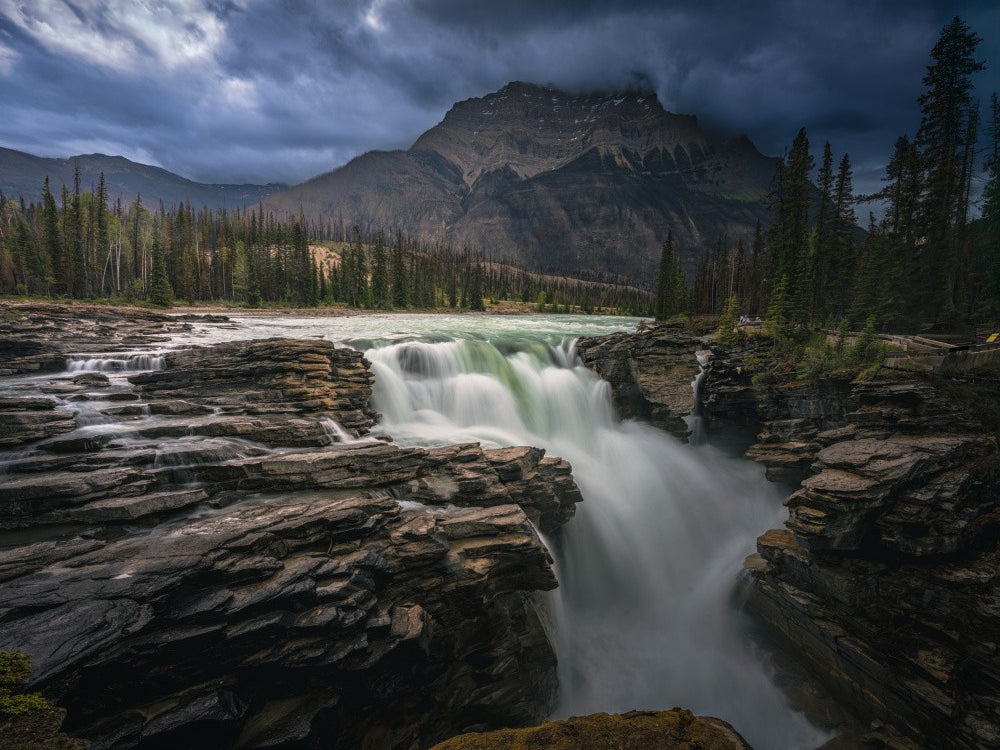 Waterfalls in a cloudy day