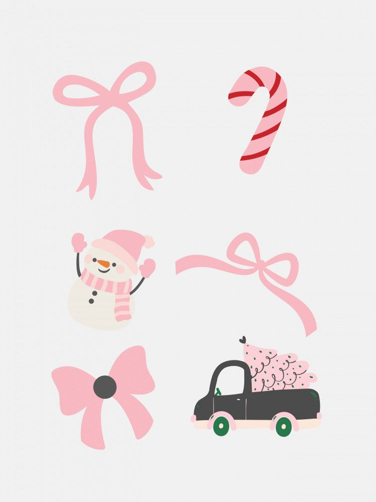 Cute Christmas Bow Ensemble - Pink
