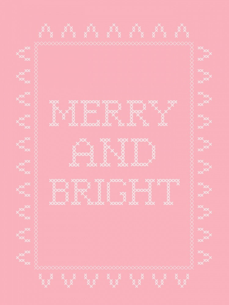 Merry and Bright - Cross Stitch - Pink