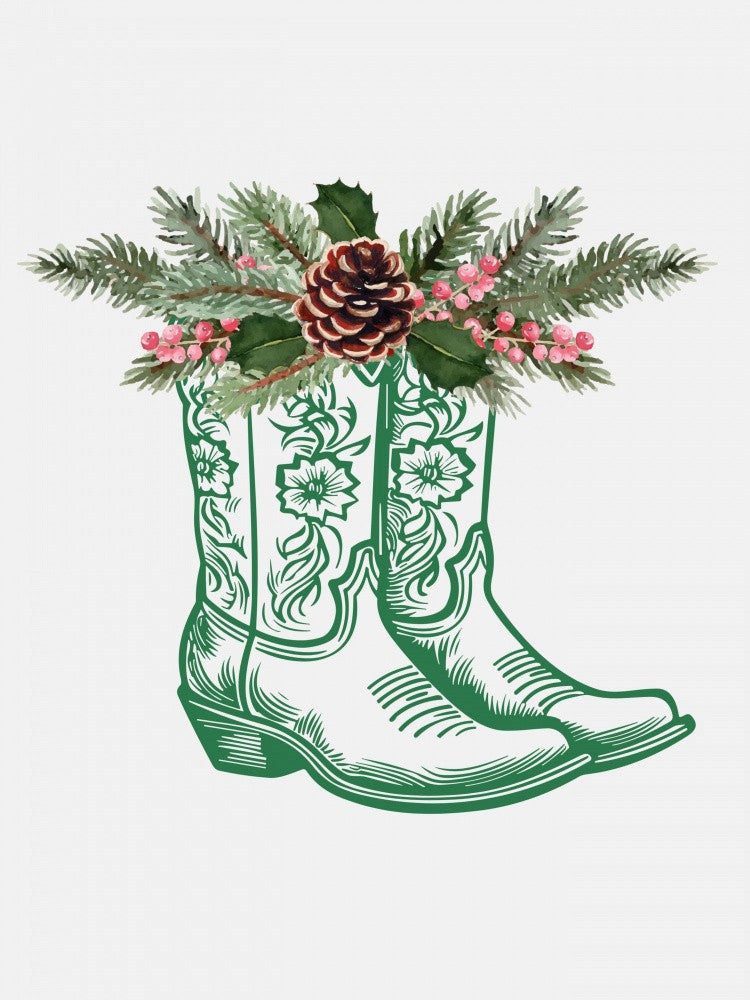 Festive Cowboy Boots - Green