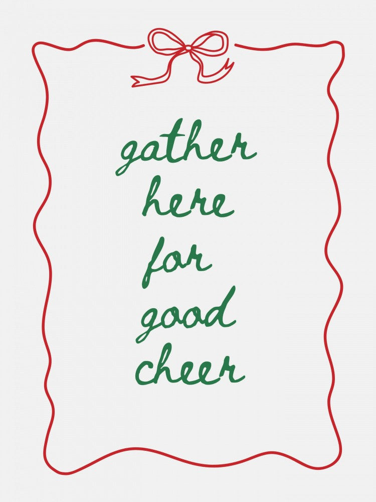 Gather Here - Bow Border - Green w Red