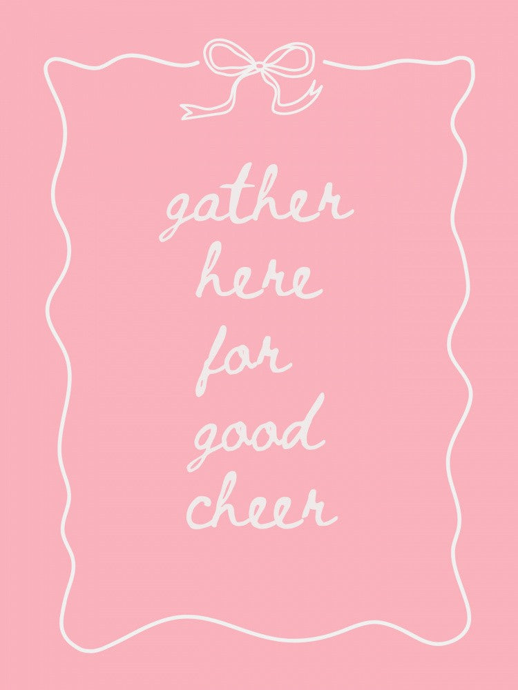 Gather Here - Bow Border - White on Pink