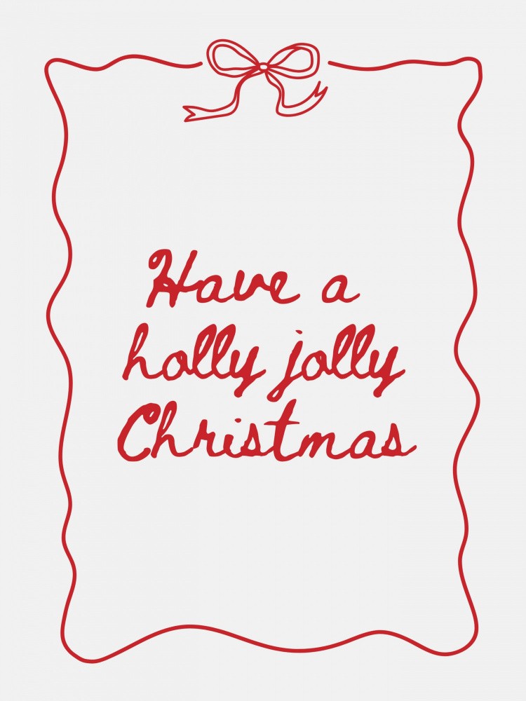 Holly Jolly - Bow Border - Red
