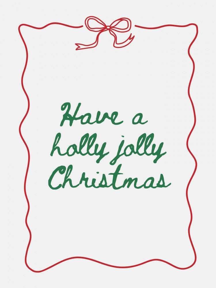 Holly Jolly - Bow Border - Green w Red