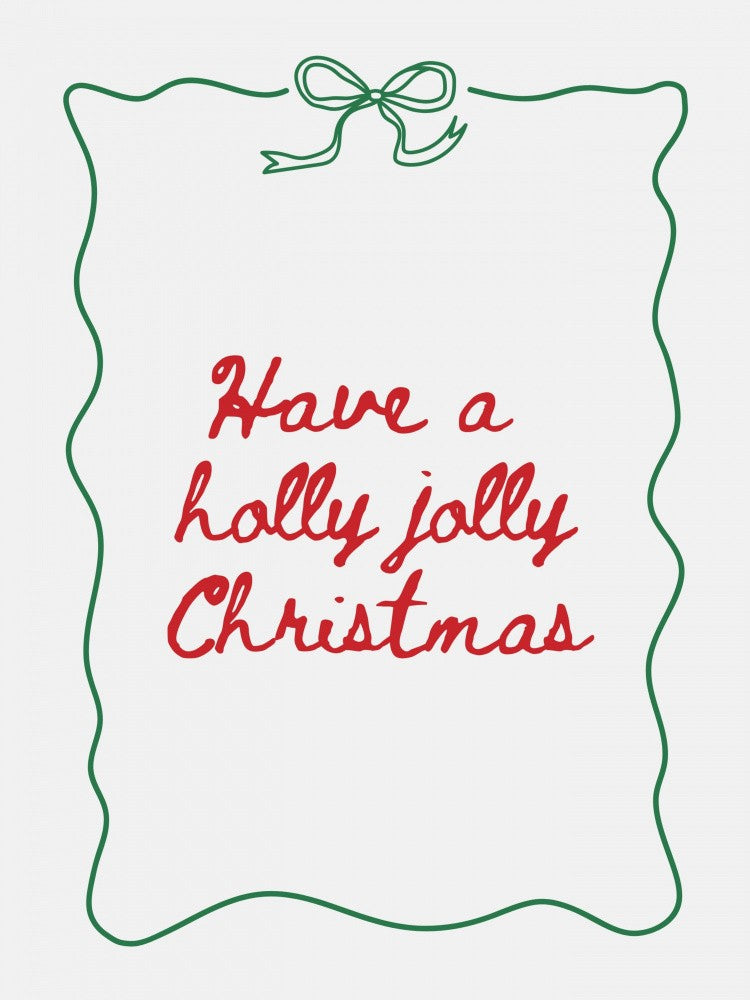 Holly Jolly - Bow Border - Red w Green