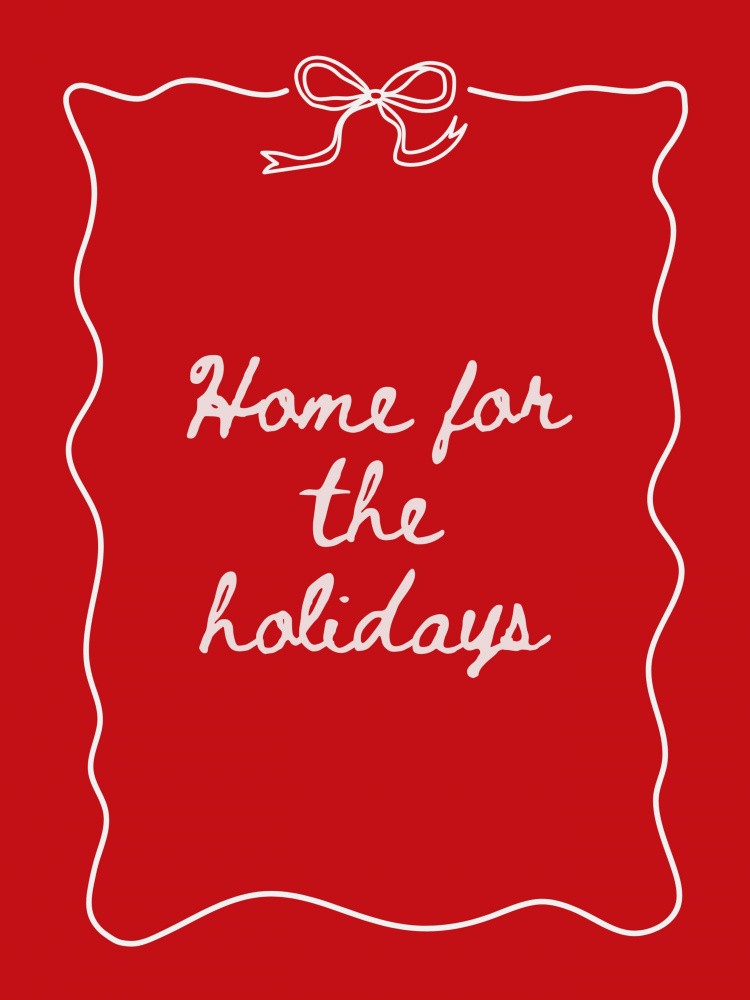 Home for the Holidays - White on Red