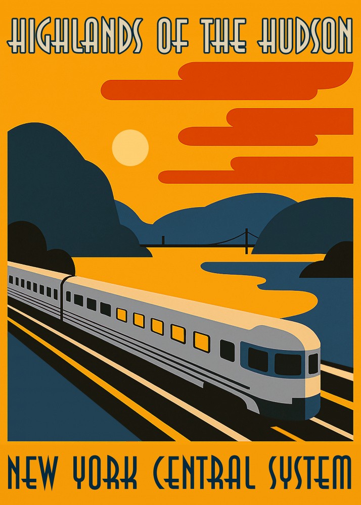 NY Central System Train Poster Retro