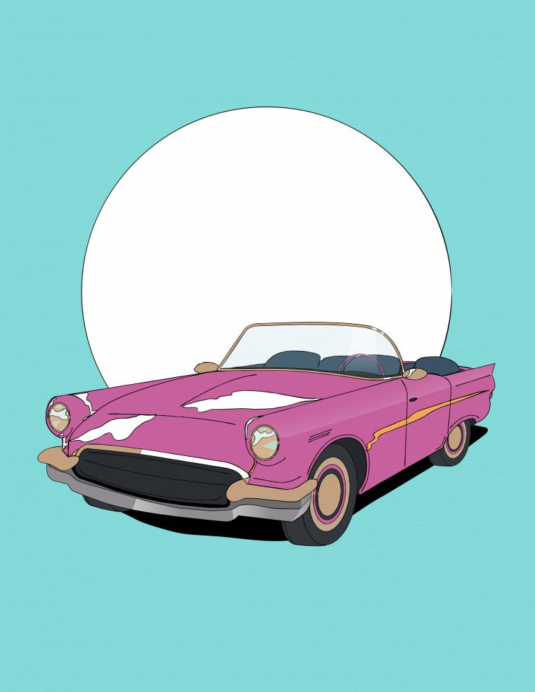 Vintage Pink Sports Car