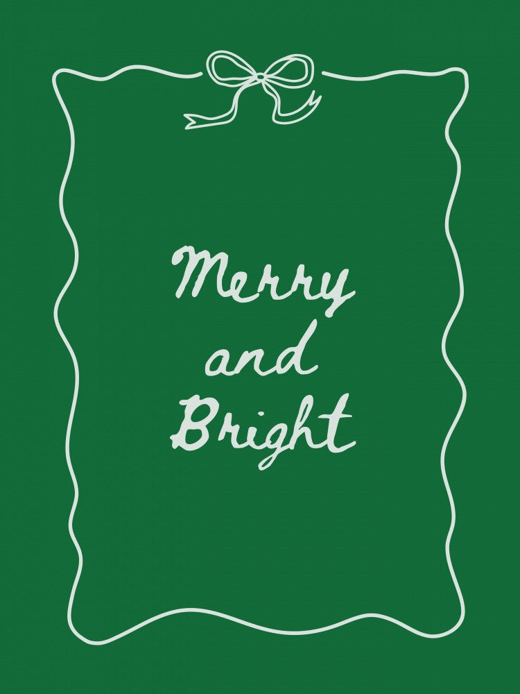 Merry and Bright - White on Green