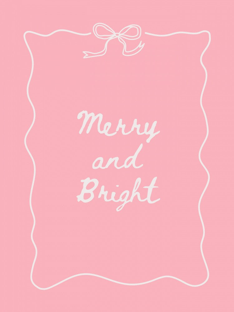 Merry and Bright - White on Pink